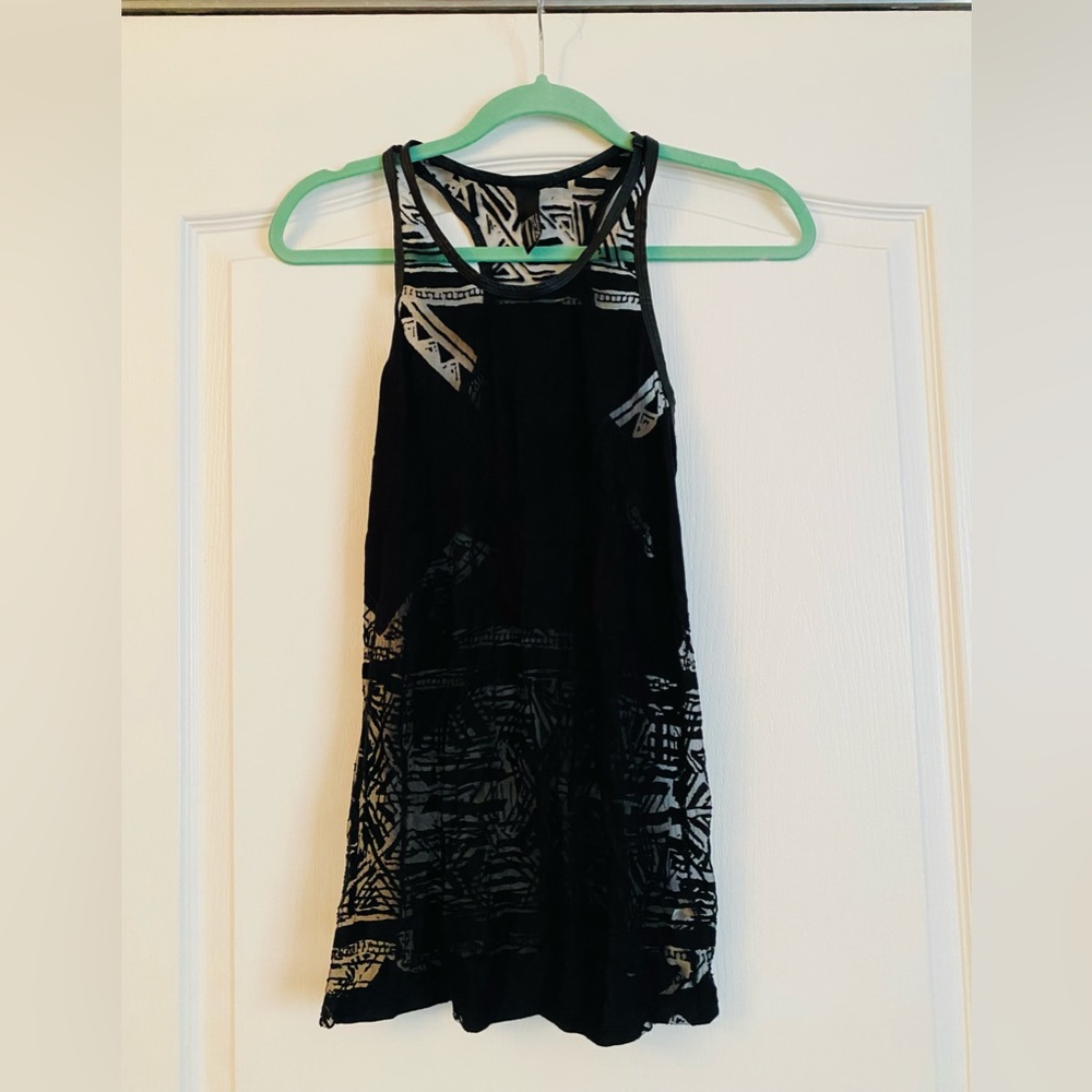 Nordstrom Racerback Tank with Sheer Geometric Pattern Size S
